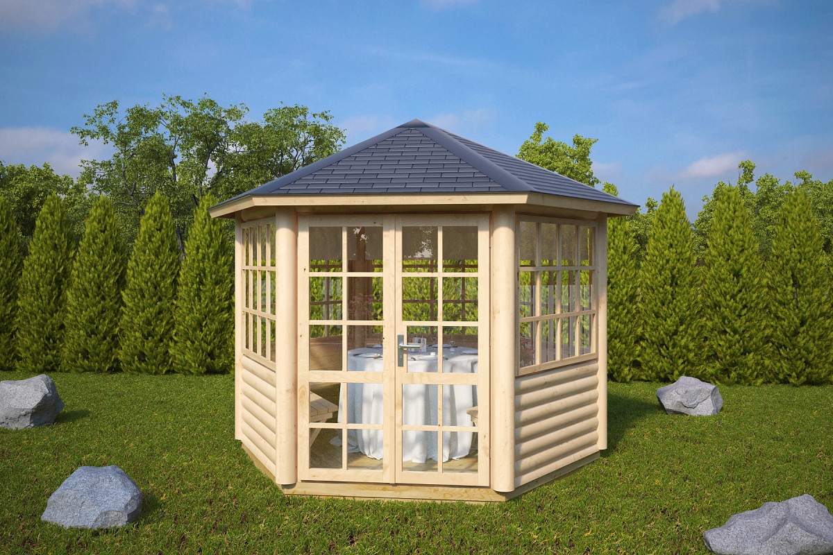 6EckGartenpavillon "Seattle" 3x3m Hansagarten24