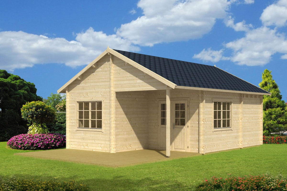 Gartenhaus mit Terrasse Copenhagen 31m2 | 58mm | 5x7m G0025-1