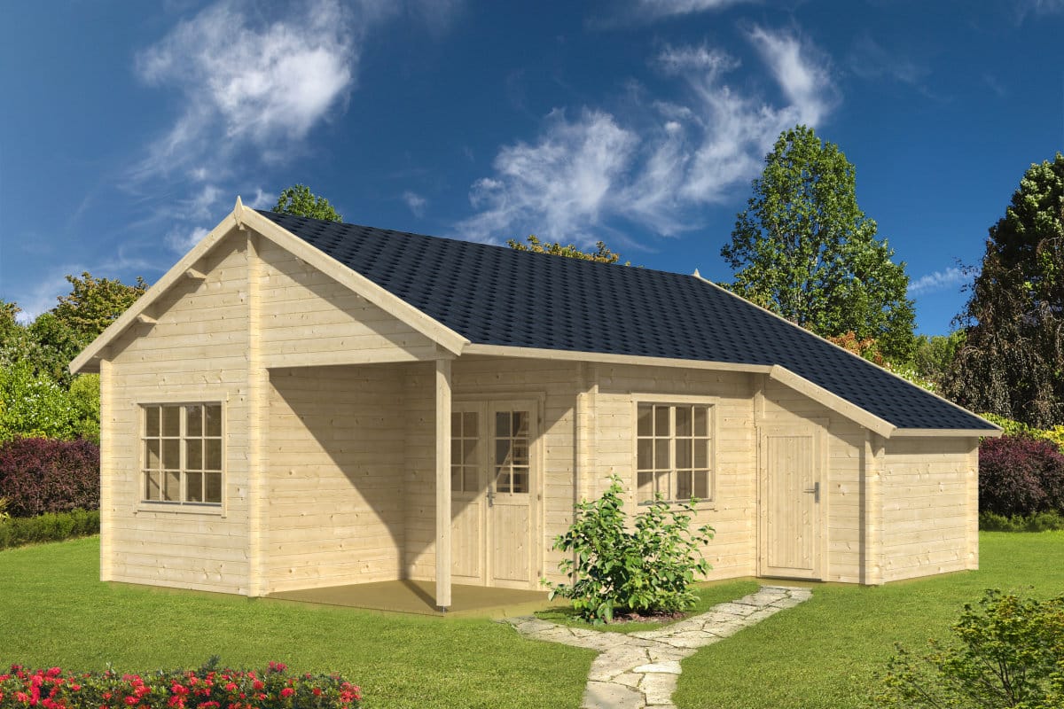Großes Gartenhaus mit Geräteraum Helsinki 35,4m² / 58mm / 7x8