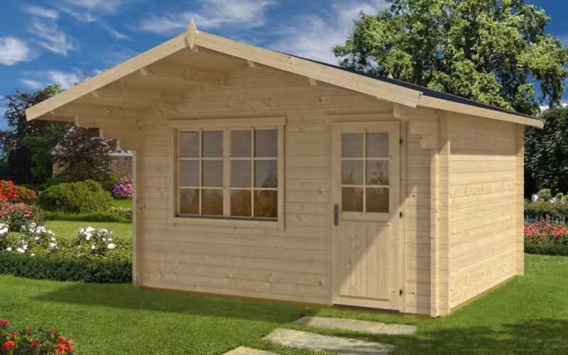Gartenhaus mit Vordach Johanna A 12,5m2 / 44mm / 3x4 G0083-1