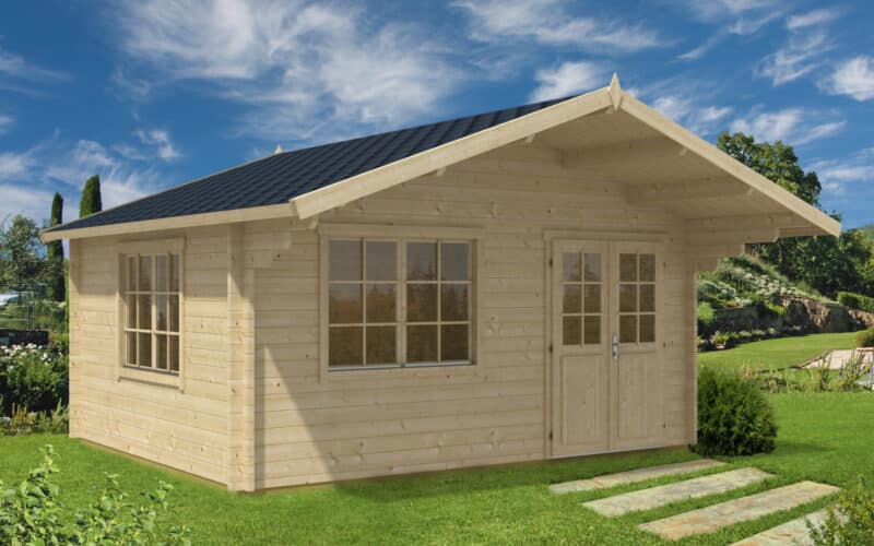 Großes Gartenhaus mit Vordach Karmen 18m2 | 58mm | 4x5m G0085-1