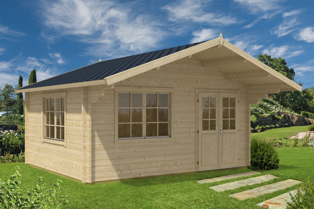 Großes Gartenhaus mit Vordach Karmen 18m2 | 58mm | 4x5m G0085-1