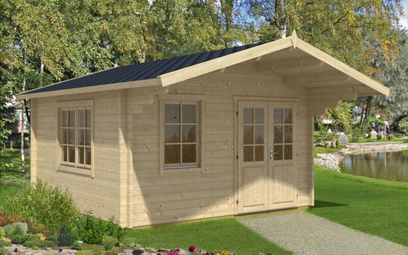 Gartenhaus mit Vordach Johanna B 12,5m2 | 44mm | 3x4 G0084-1