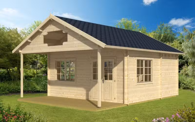 Gartenhaus mit Veranda „Stockholm” 36m2 | 58mm | 7x6m G0003-1