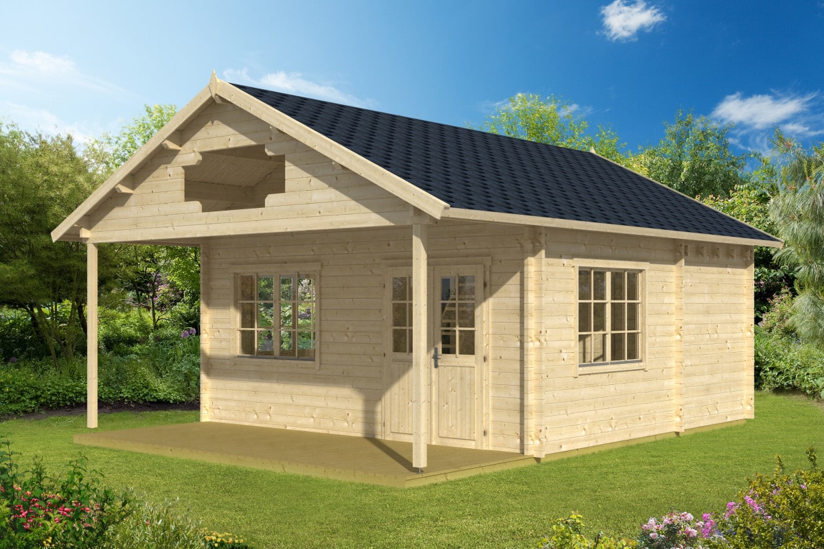 Gartenhaus mit Veranda „Stockholm” 36m2 | 58mm | 7x6m G0003-1