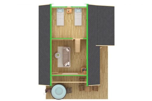 Ferienhaus mit Schlafboden Dakota 42 m² / 70mm / 7x7m