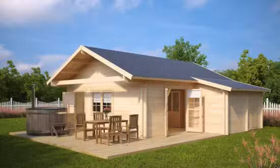 Ferienhaus mit Schlafboden Dakota 42 m² / 70mm / 7x7m
