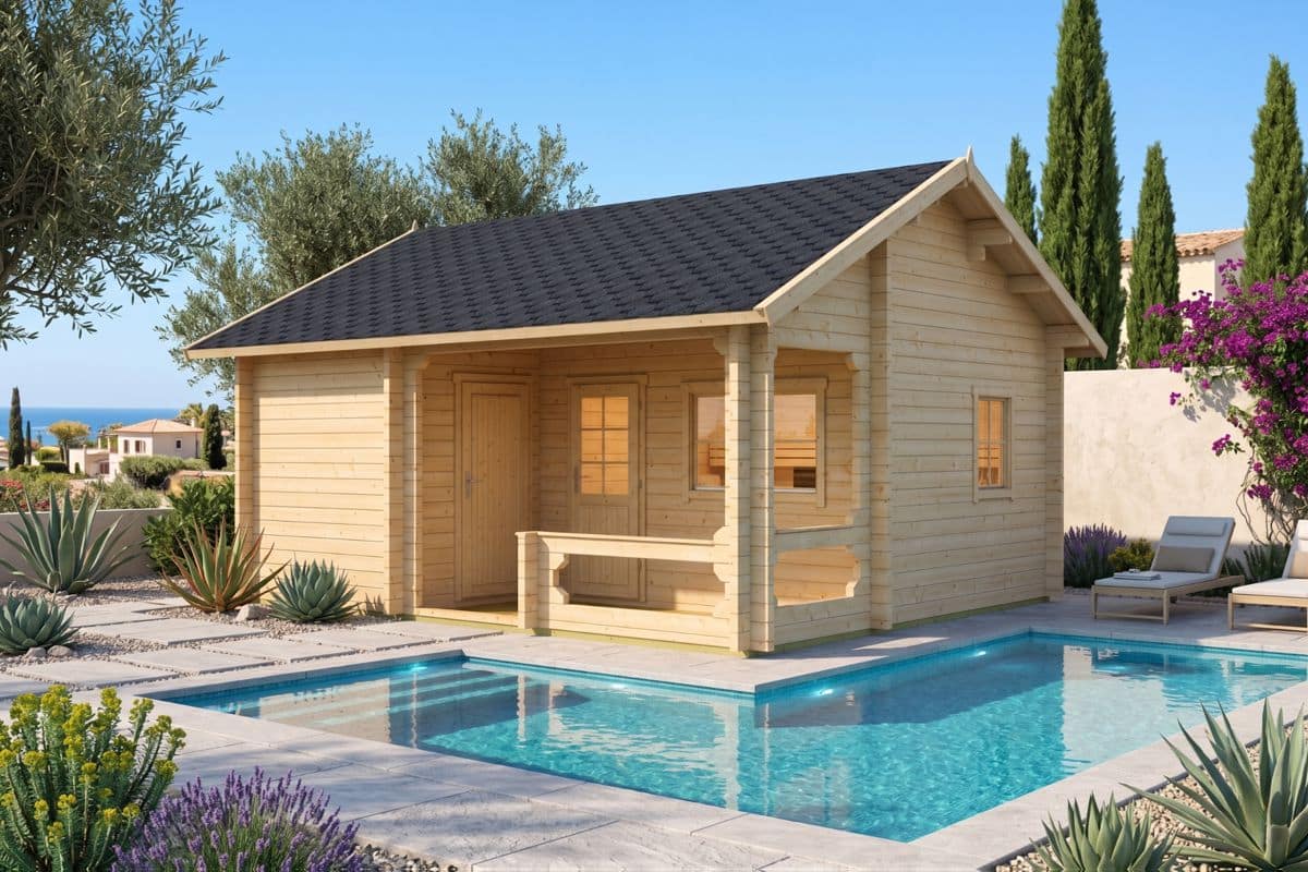 Gartensauna mit Schlafboden 6x5m