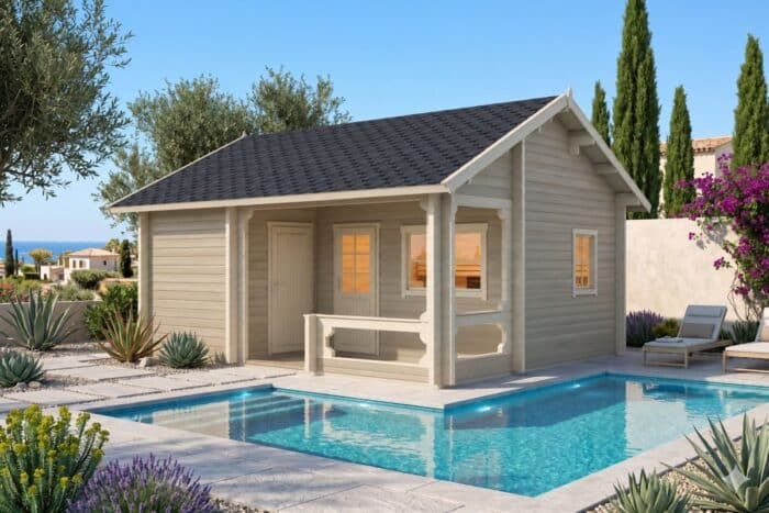 Gartensauna mit Schlafboden 6x5m (bemalt)