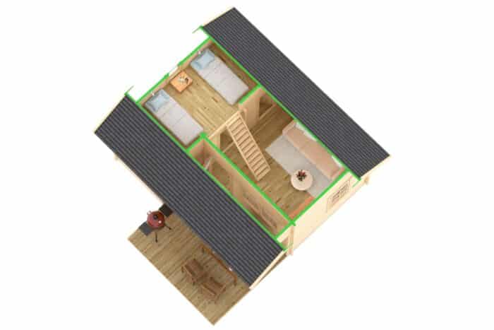 Großes Gartenhaus mit Terrasse 5x6m (Draufsicht)