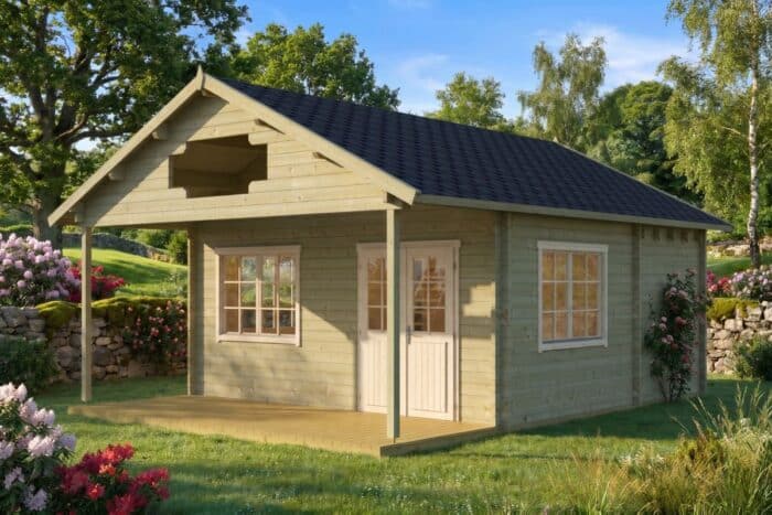 Gartenhaus mit Schlafboden 5x7m (Querschnitt)