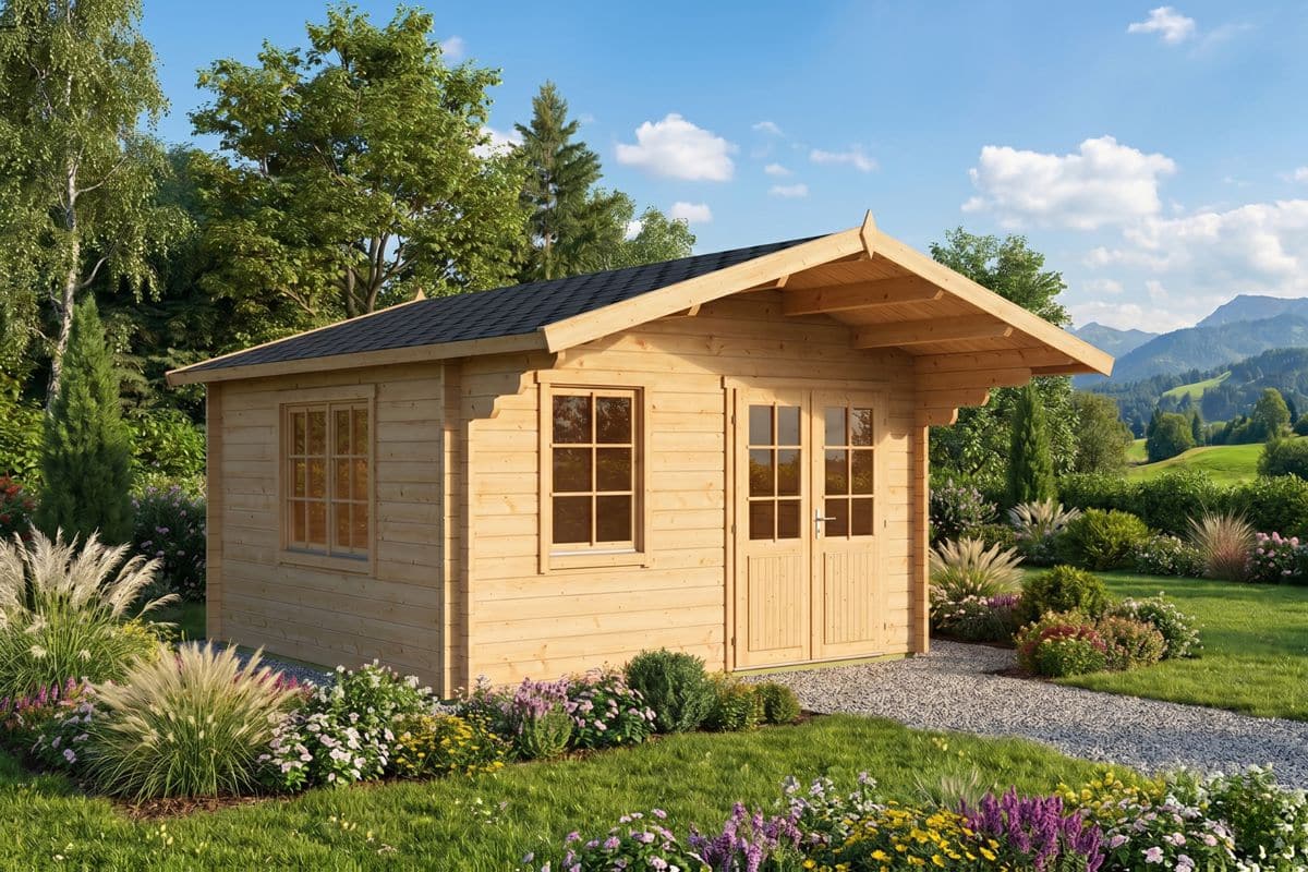 Gartenhaus mit Vordach 4x4m