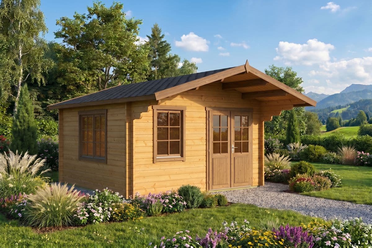 Gartenhaus mit Vordach 4x4m