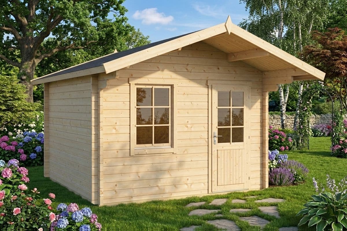 Kleines Gartenhaus mit Vordach 3x3m