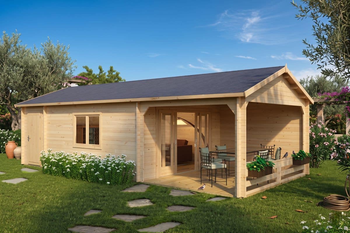 Großes Gartenhaus mit Terrasse 9x4m