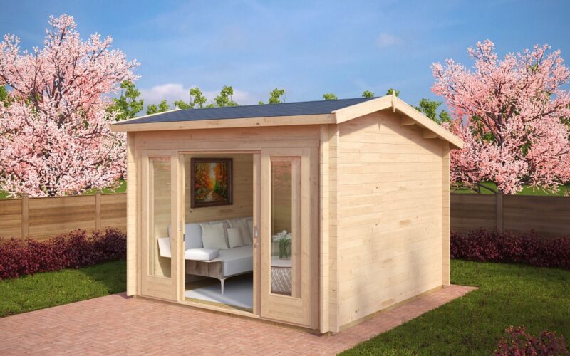 Modernes Gartenhaus mit Schiebetür „Nora E“ 8,5 m2 | 44 mm | 3x3 m G0129-1