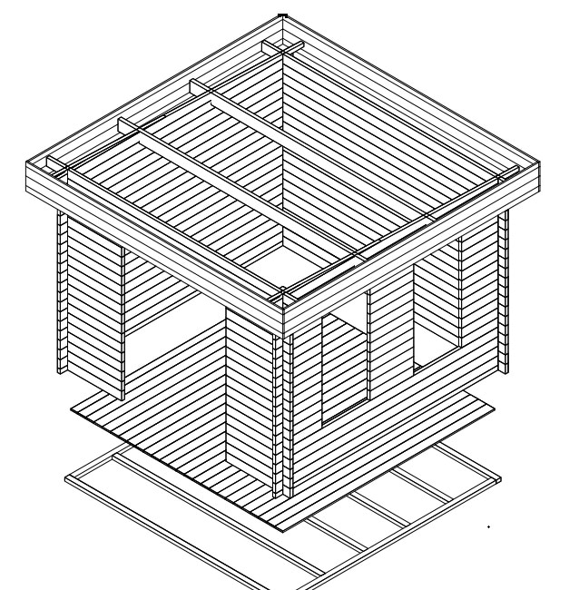 Gartenhaus mit Flachdach „Lucas B” 8,5m2 | 44mm | 3x3m G0131-2