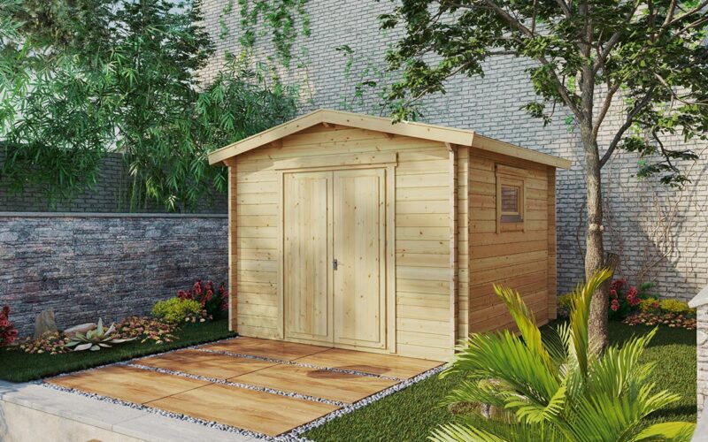 Werkstatt aus Holz Nora F 8,5m² / 44mm / 3x3
