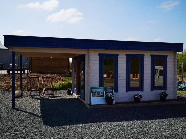 Gartenhaus mit Sonnendach Jacob E 12m² 44mm 3x4