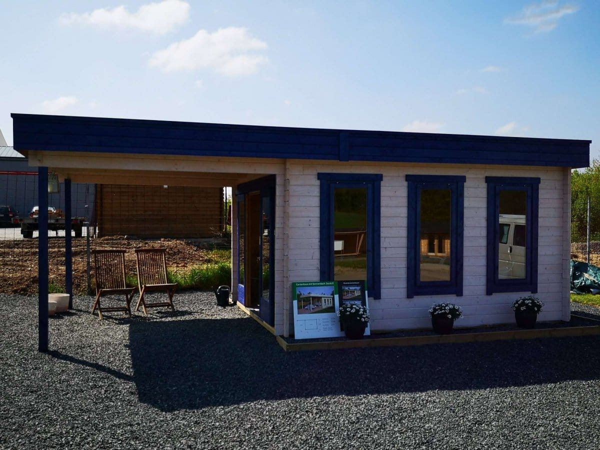 Gartenhaus mit Sonnendach Jacob E 12m² 44mm 3x4