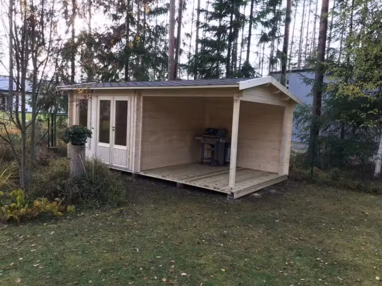 Gartenhaus mit Terrasse Nora D 9m² 44mm 3×6