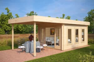 Modernes Gartenhaus aus Holz mit Terrassendach Jacob E