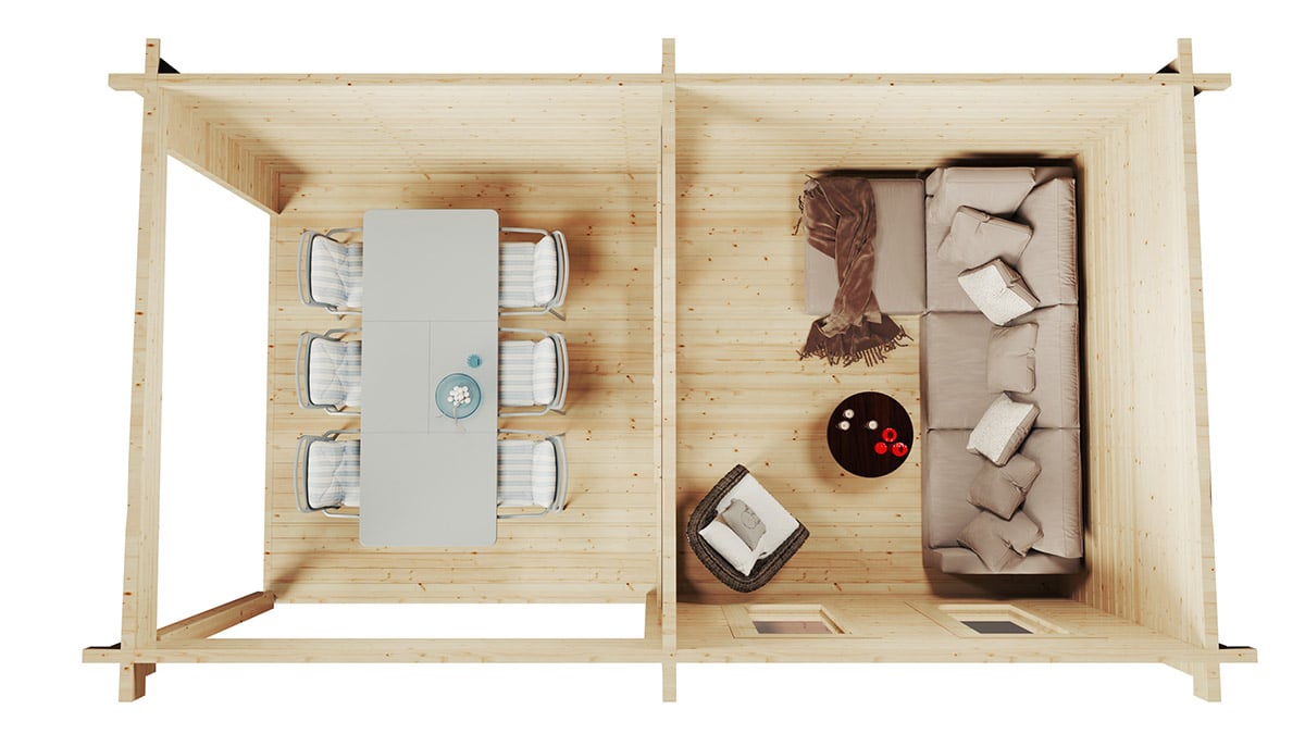 Modernes Gartenhaus mit Terrasse Lucas E 9m² 44mm 3x6