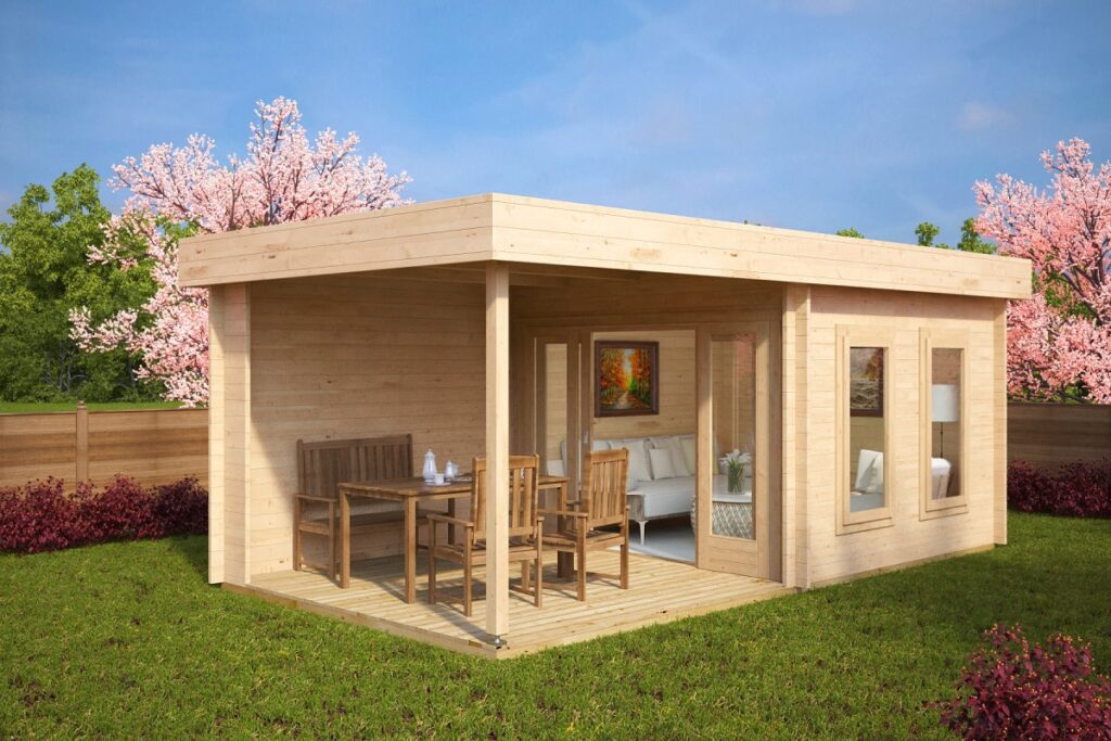 Modernes Gartenhaus mit Veranda Lucas E