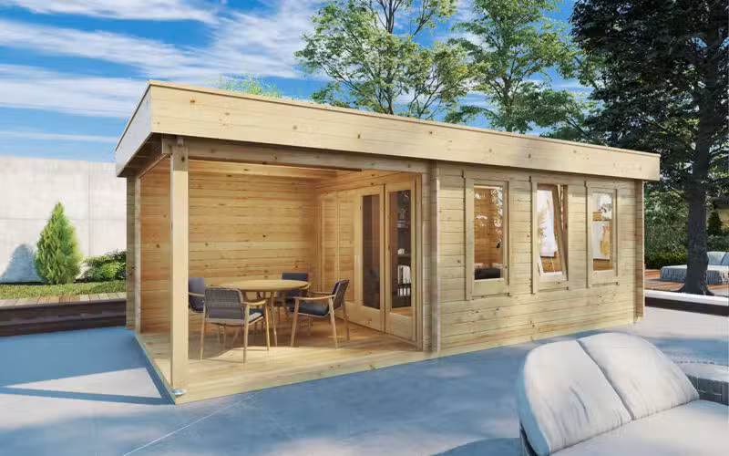 Flachdach Gartenhaus mit Terrasse 7x3