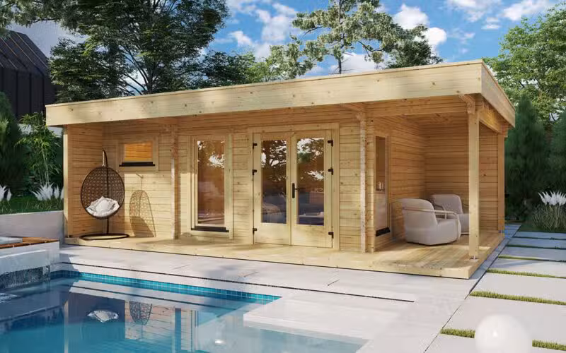 Gartenhaus mit Sauna „Hansa Lounge XXL” 8x5m
