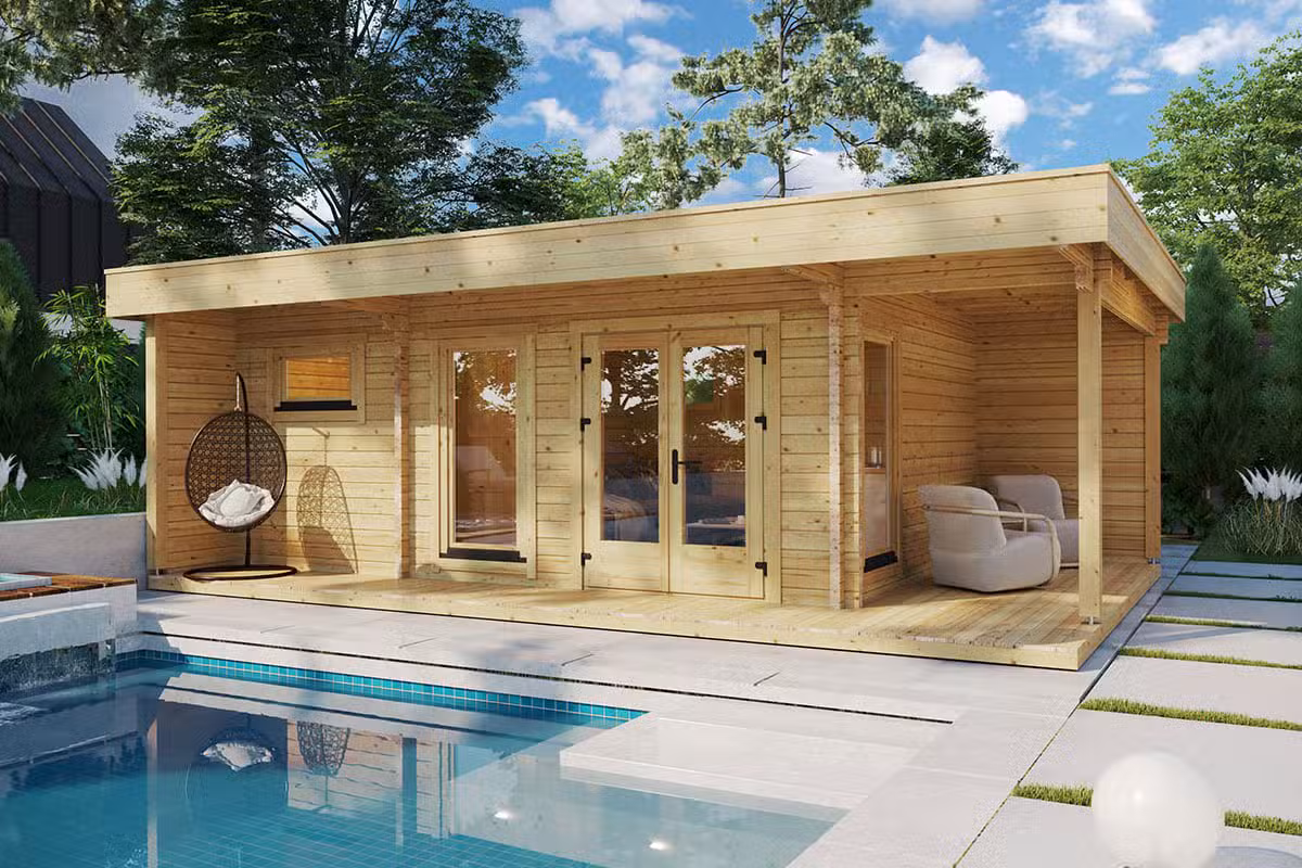 Gartenhaus mit Sauna „Hansa Lounge XXL” 8x5m