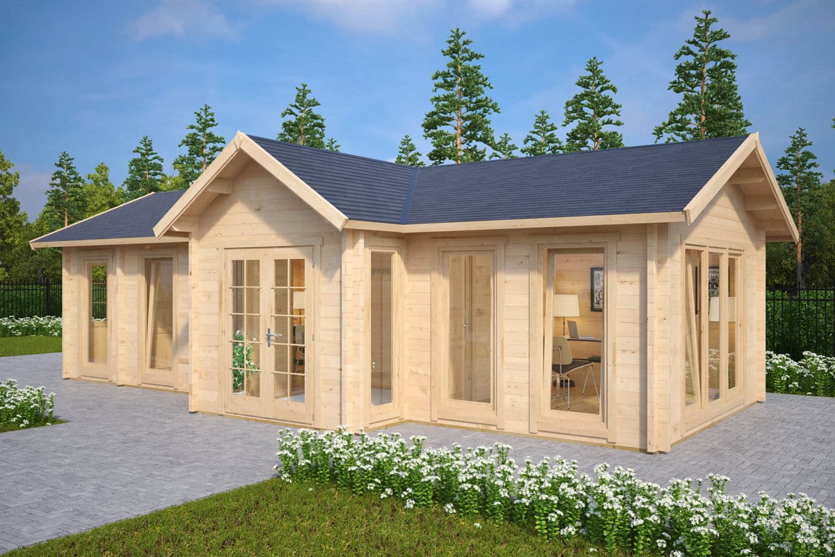 Großes Gartenbüro “Hansa Office” 10x4m | Großes Gartenhaus aus Holz | Holzhaus mit großen Räumen | Gartenbüro im Blockhaus