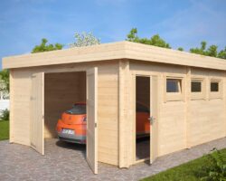 Große Holzgarage D mit Doppeltür