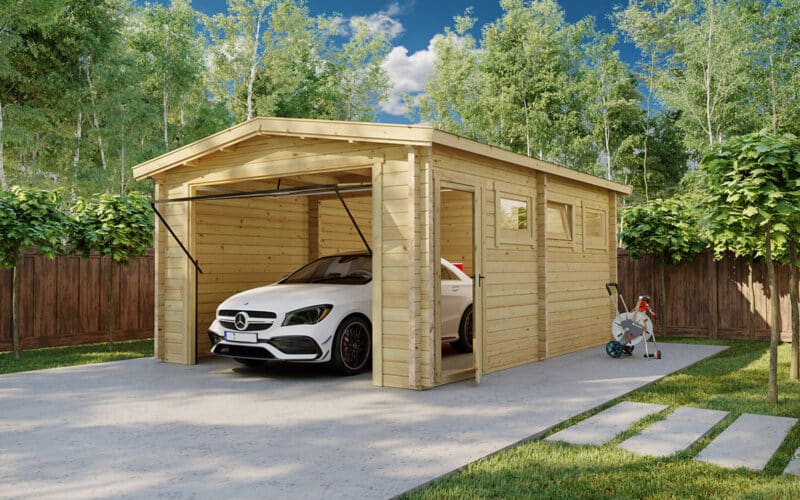 Holzgarage A mit Schwingtor / 70mm / 4 x 5.5m
