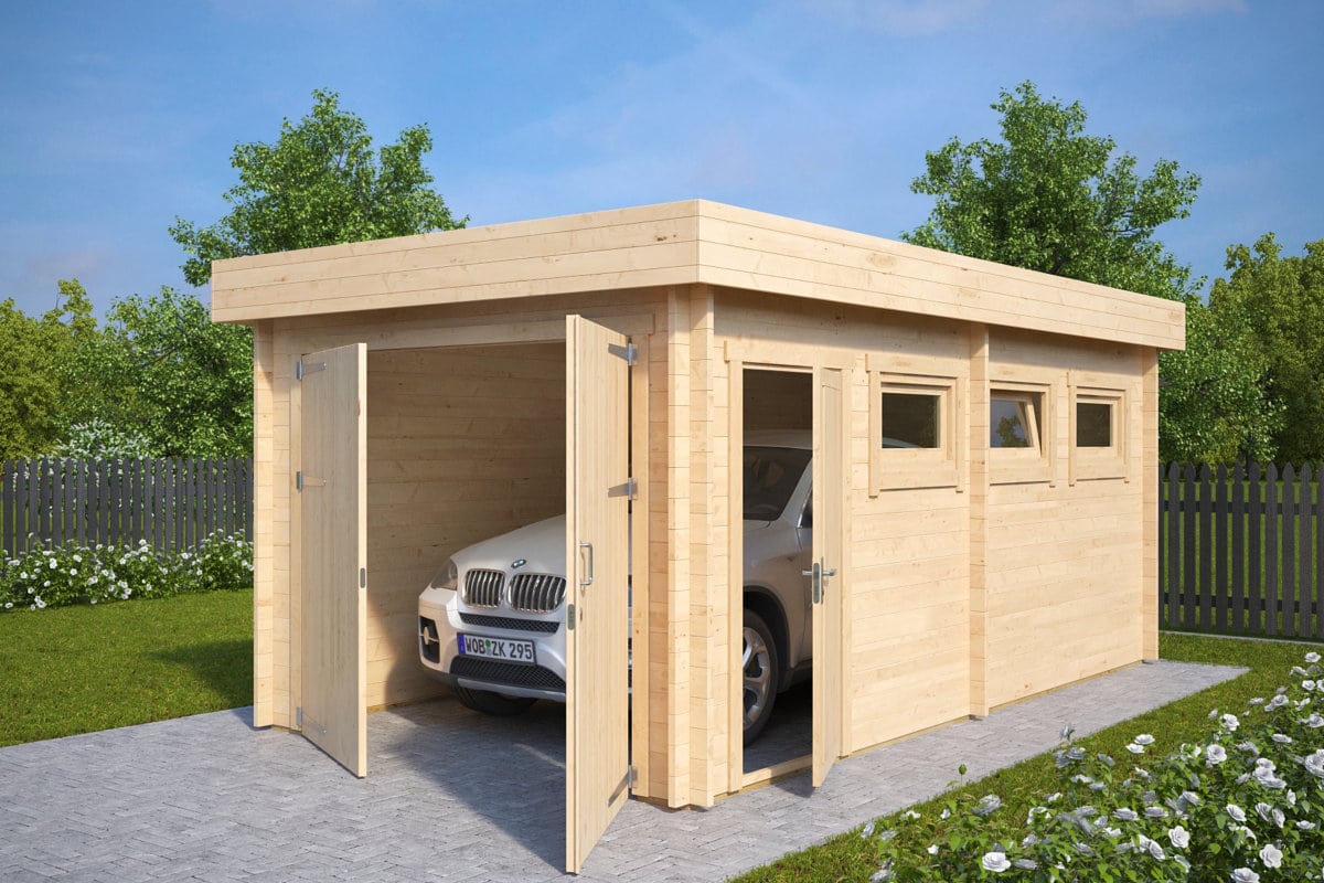 Holzgaragen-Bausatz “Typ C” 3x6m | Garage aus Holz | Holzgarage als Bausatz | Fertiggarage kaufen | Einfache Holzgarage
