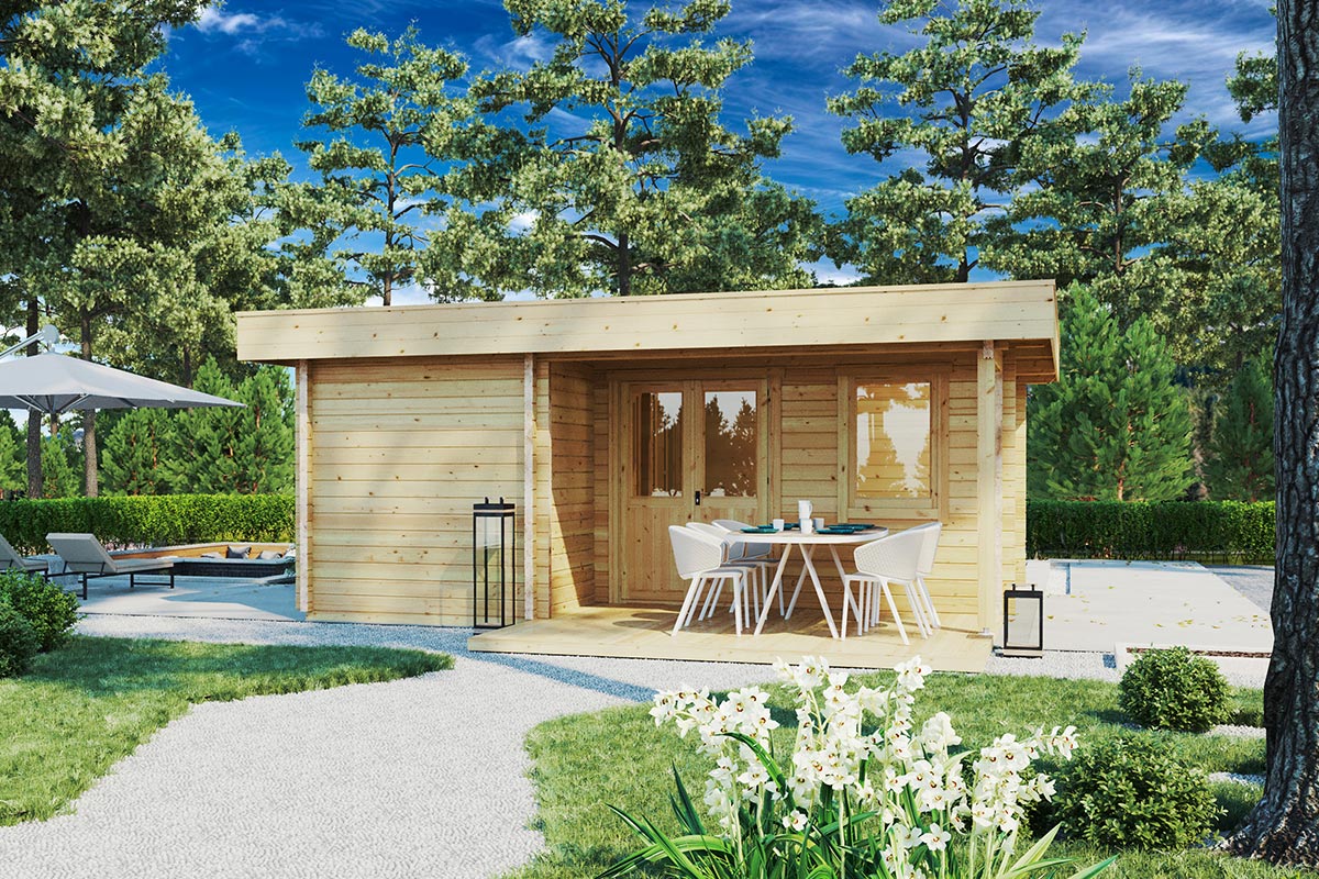 Holzhaus oder Gästehaus mit drei Schlafzimmern