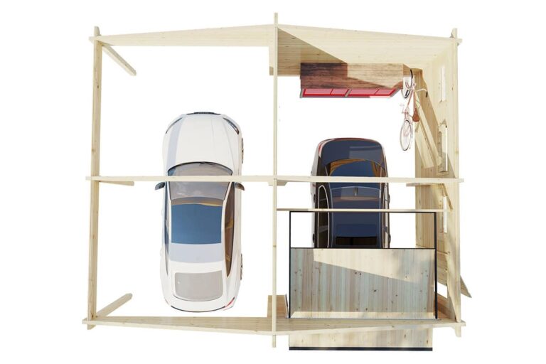 Holzgarage G mit Schwingtor 70mm 7,2 x 5,5