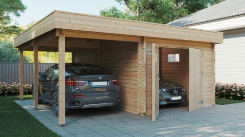 Kombi-Modell mit Carport und Garage Typ H / 44mm / 6 x 6 m