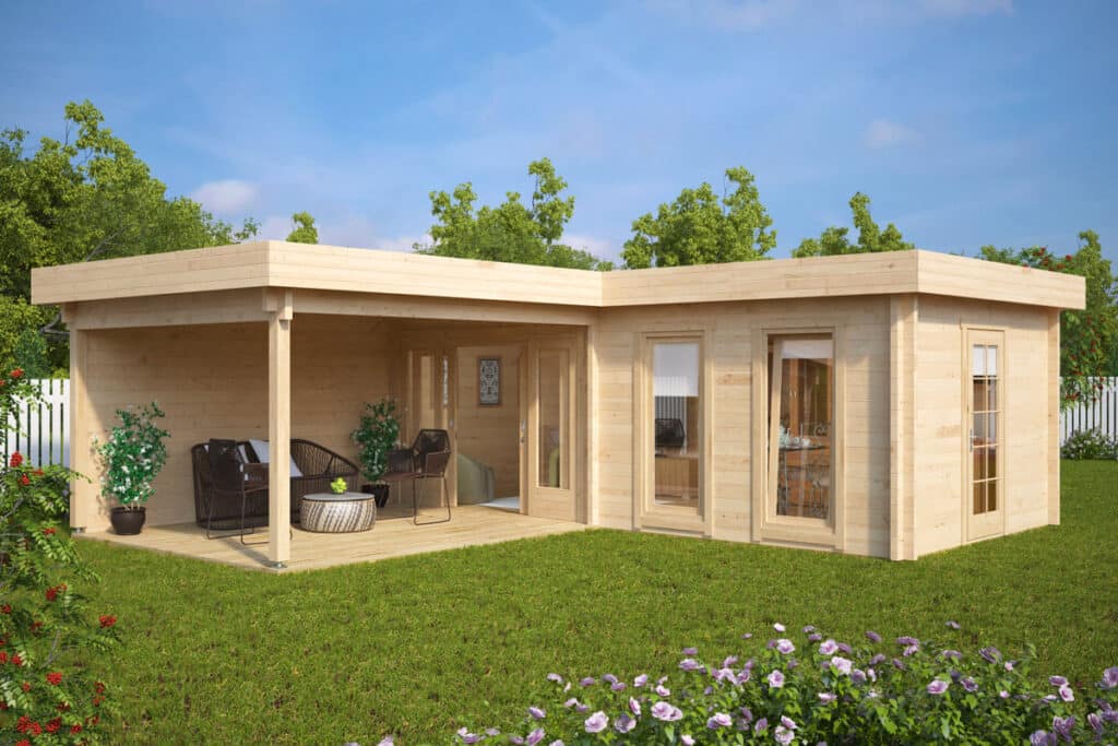 Eck-Gartenhaus "Hansa Deluxe A“ mit großer Terrasse