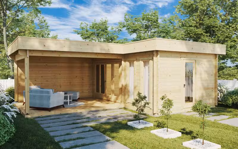 Eck-Gartenhaus Hansa Corner A 18m2 / 44mm / 3x6