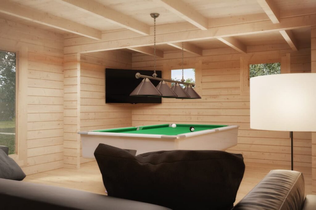 Großes Gartenhaus: „Die Hansa Lounge XXL Billard Edition“