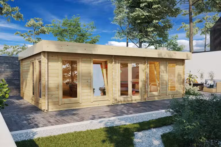 Snookerraum aus Holz im Garten