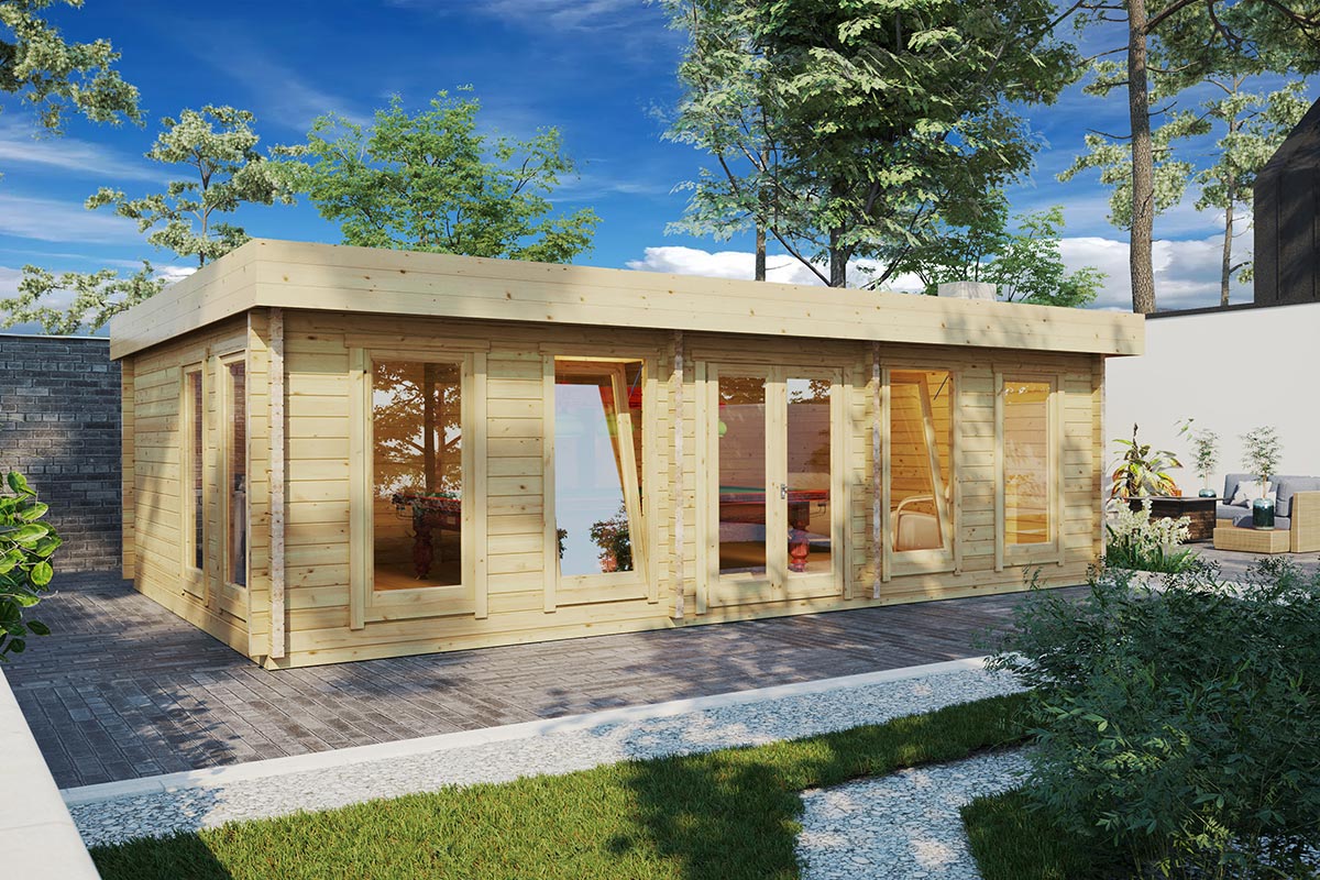 Snookerraum aus Holz im Garten