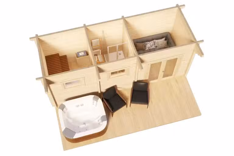 Gartensauna mit Freizeitbereich und Whirlpool - Ansicht von oben
