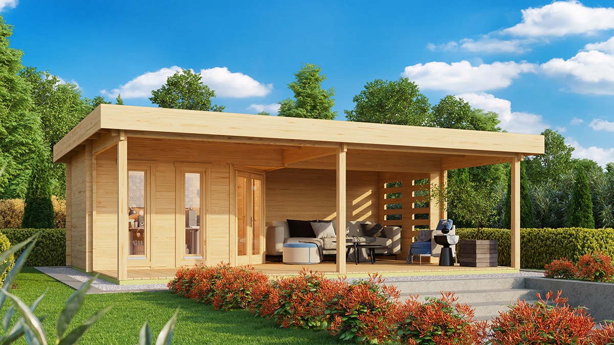 Gartenhaus mit Terrasse "Garden Paradise A" 8x5m Hansagarten24