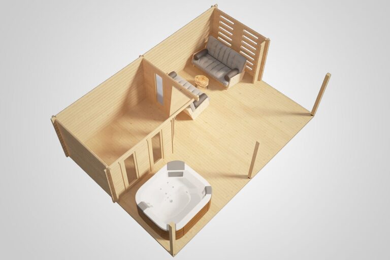 Gartenhaus mit Großer Terrasse Garden Paradise A 10m2 58mm 6×8