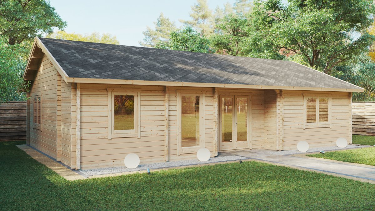 Ferienhaus mit zwei Schlafzimmern Dune 70m2 / 70mm / 12 x 6 m