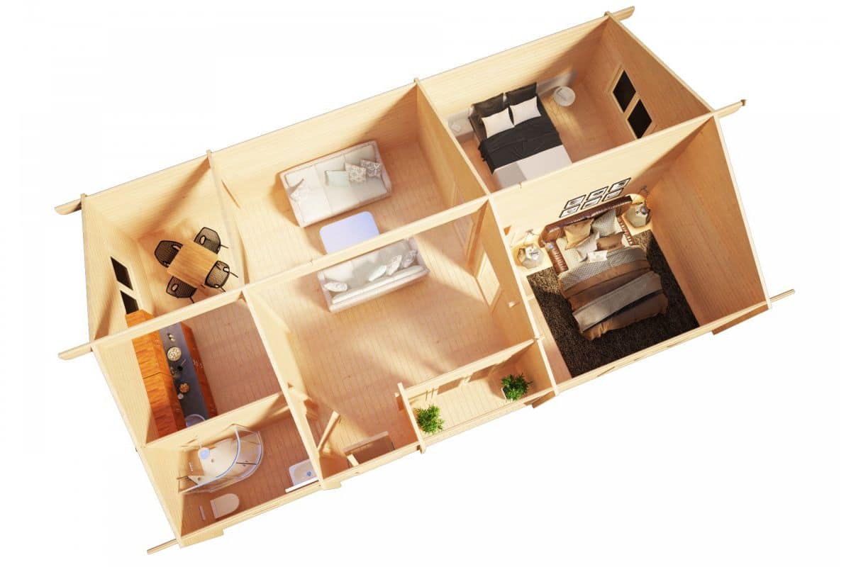 Blockhaus als Ferienhaus “Dune” 11x6m | Blockhaus als Ferienhaus kaufen | Blockbohlenhaus als Sommerhaus kaufen mit Schlafboden Blockhaus als Ferienhaus “Dune” 11x6m | Blockhaus als Ferienhaus kaufen | Blockbohlenhaus als Sommerhaus kaufen mit Schlafboden
