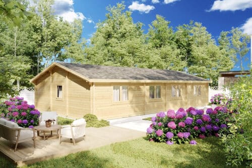 Blockhaus mit 3 Schlafzimmern Hansa Holiday G 100m2 14 x 7m 70mm