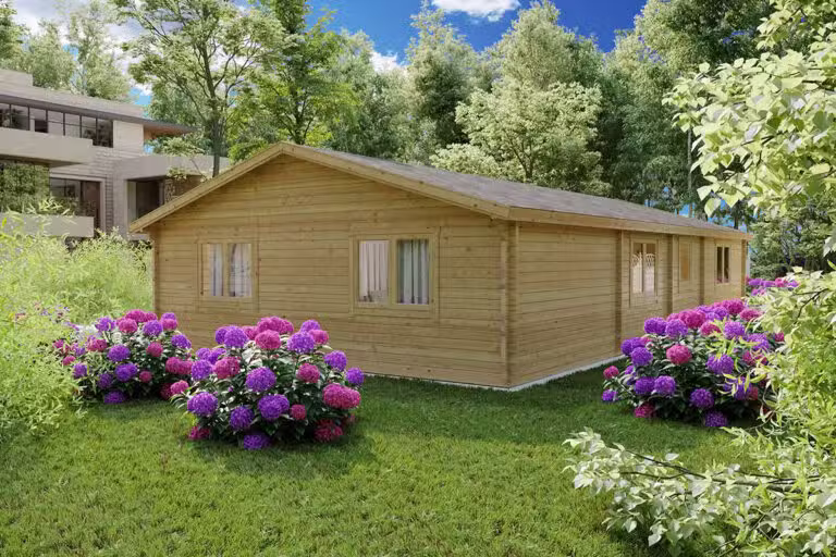 Blockhaus mit 3 Schlafzimmern Hansa Holiday G 100m2 14 x 7m 70mm